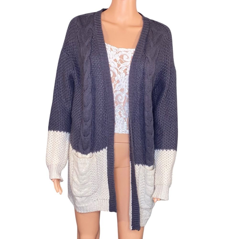 Forever 21 Cardigan Sweater Oversized Open Front w Pockets Womens Size Large